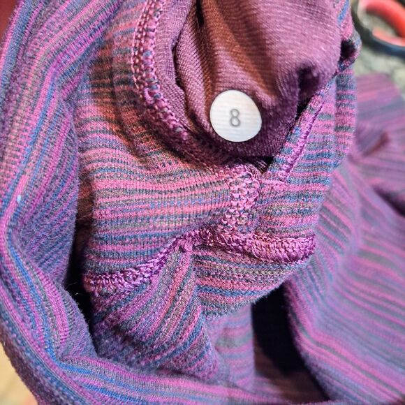 Lululemon Wunder Under Red Purple Cyber Stripe Leggings Women’s Size 8 Workout - Picture 7 of 9